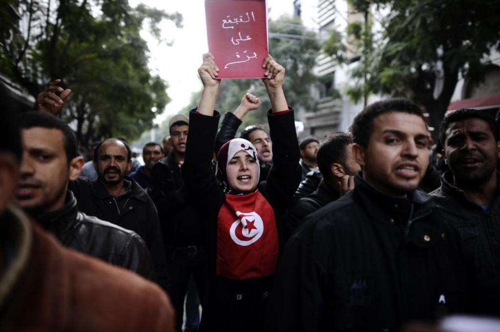 Manifestanti in Tunisia